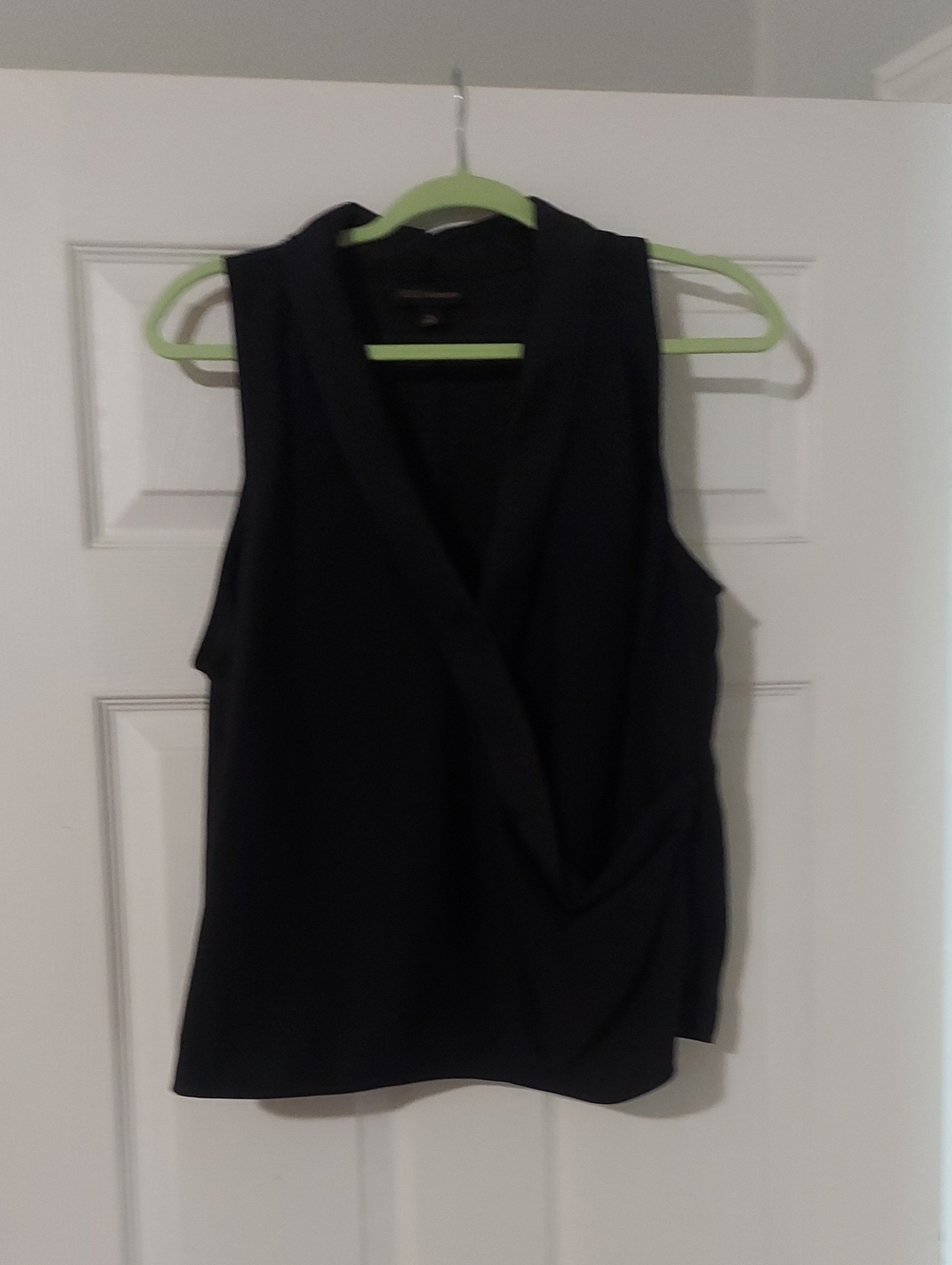 BOLD elements Black Sleeveless Draped V-Neck Blouse